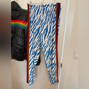 Aviator Nation 
Blue and White Zebra Print Pants / Sweats